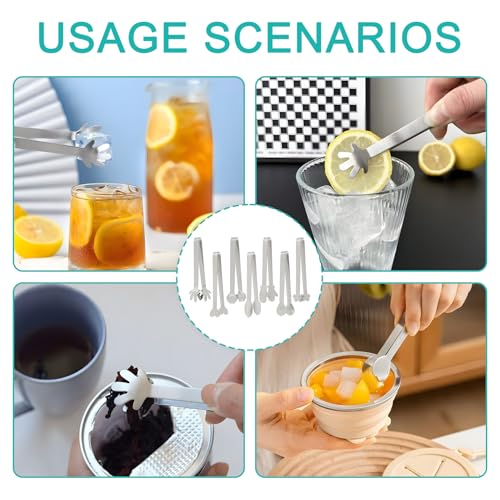 Miniatura 7 de 7 Pcs Pinzas Para Azúcar, Plateado Pinzas Para Hielo, Pinzas De Cocina De Acero Inoxidable 12 Cm, Para El Uso Diario En Cocina Y Café, Aptas Para Servir Ensaladas, Dulces Aperitivos En Bodas, Fiestas