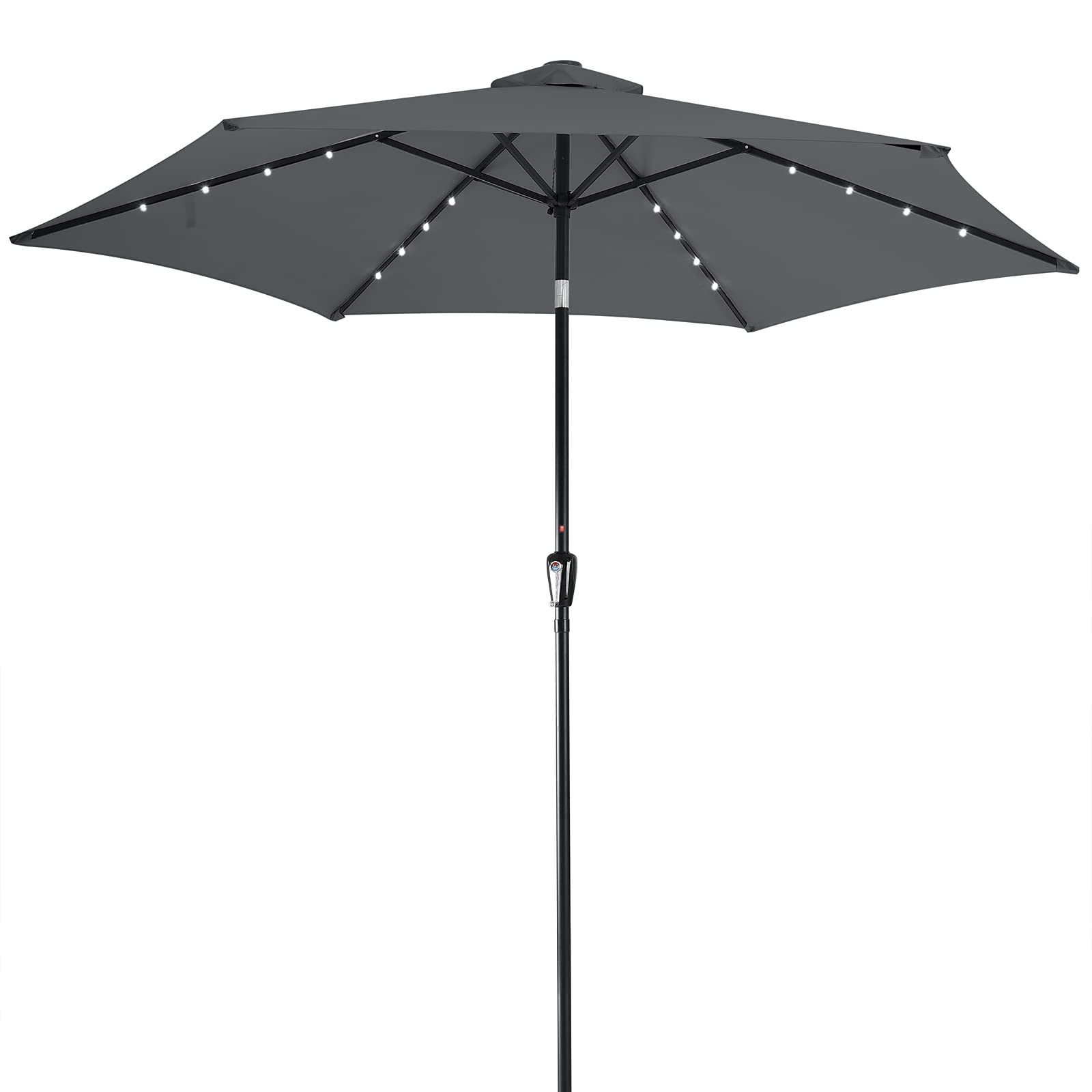 Kingsleeve Sombrilla de Aluminio de Ø 300cm Parasol con Luces LED Solar manivela inclinable jardín Patio terraza balcón