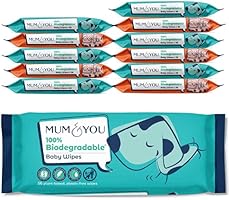 Mum & You Biodegradable Baby Wipes Multipack, 672 Wet Wipes (12 Packs), Plastic Free and Eco Friendly Wipes | Recyclable...