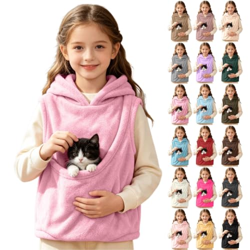 Girls Fleece Pet Pouch Hoodies Sleeveless Cat Dog Carrier Hooded Vest - image 1