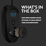 Souris de jeu Logitech G403 Hero 25K, Lightsync RGB, légère 87G+10G optionnel, câble tressé, 25 600 DPI, poignées latérales en caoutchouc