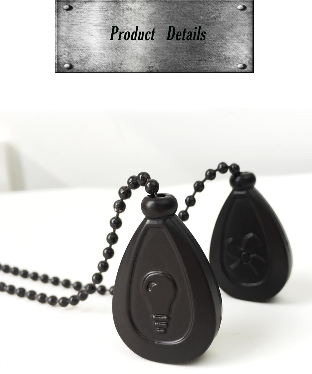 Juego de 2 cadenas de tracción para ventilador de techo, extensión decorativa de cadena de tracción de ventilador de 12 pulgadas, extensor de cadena de bolas de iluminación y ventilador con