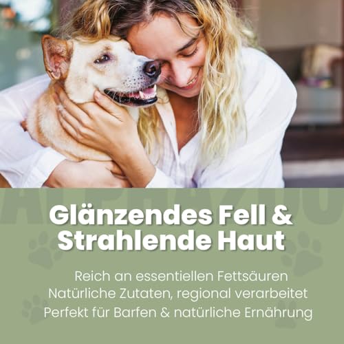 alphazoo Hanföl für Hunde 100 ml – Premium Hanfsamenöl kaltgepresst – Unterstützt Immunsystem & Abwehrkräfte – Reich an Omega 3-6-9 für Haut, Fell, Gelenke & Vitalität