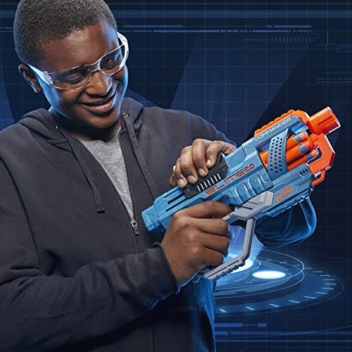 Nerf Elite 2.0 Commander RD-6 Dart-Blaster, 12 Nerf Elite Darts, 6-Dart Rotationstrommel, Blaster-Spielzeug für draußen, für Kinder ab 8, für Jungen und Mädchen