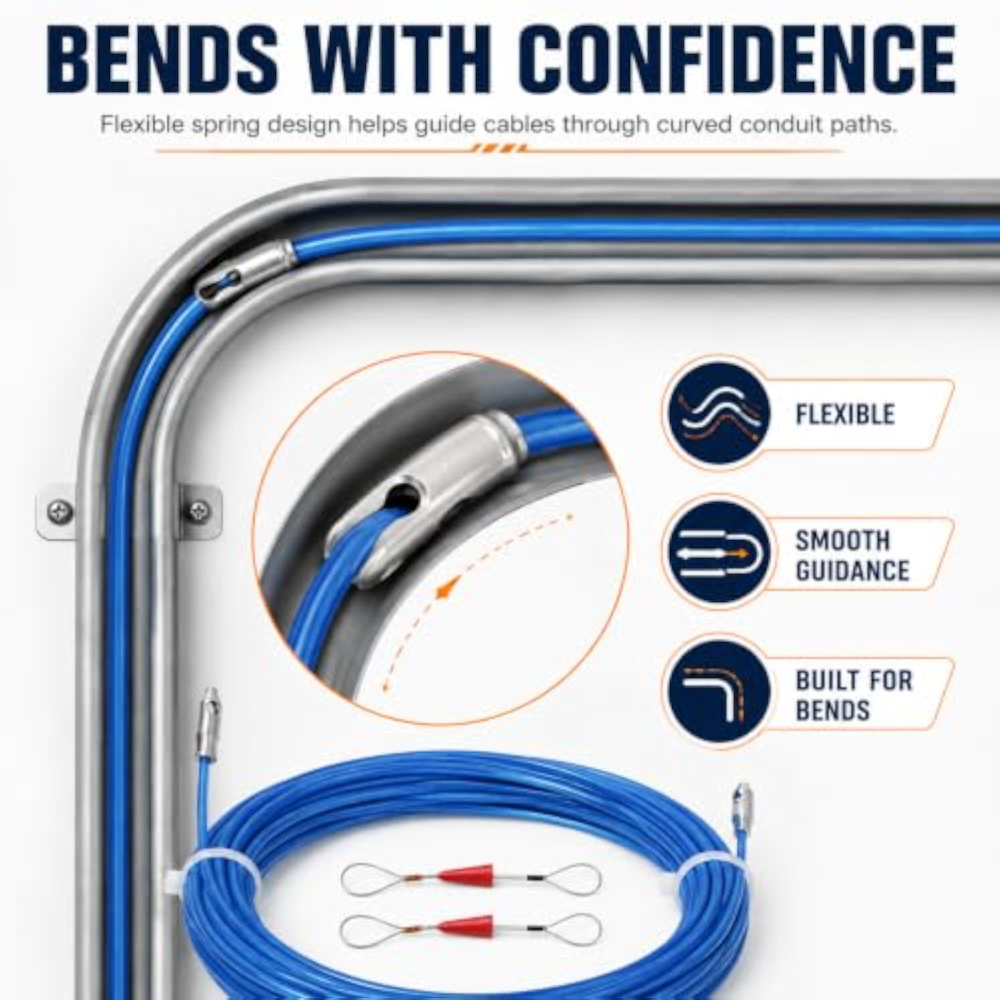 10M Wire Puller for Electricians, Steel Fish Tape