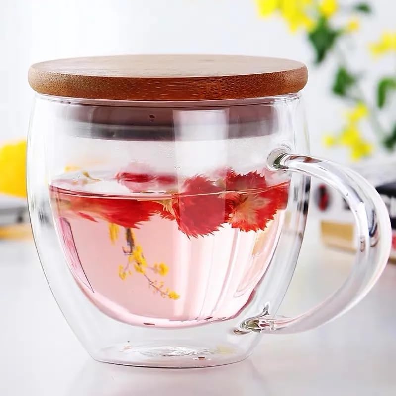 Juego de 4, taza de café, taza de café, vidrio aislado de doble pared para té, café, café con leche, café expreso, capuchino y bebidas, (3 onzas)