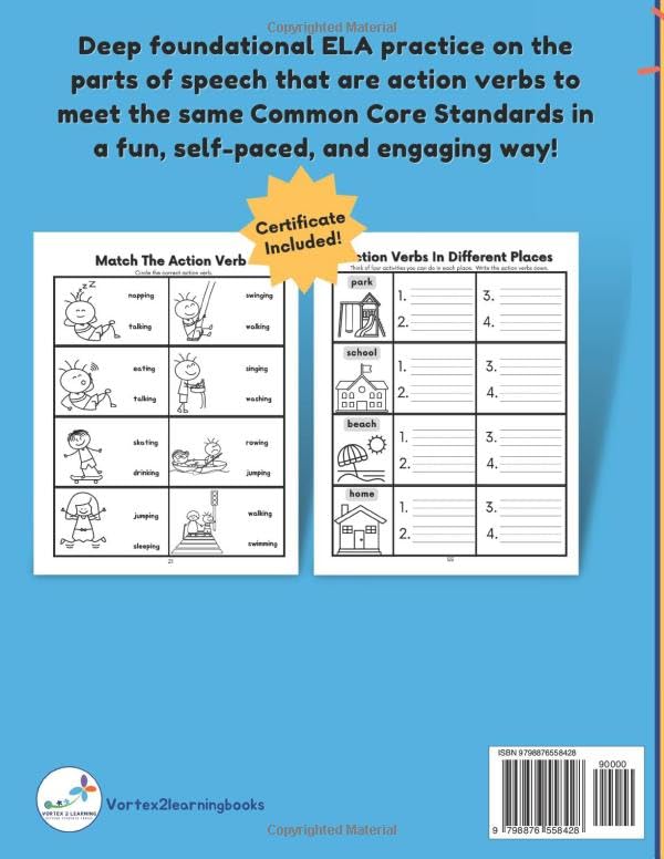 Verbs Action Words: Parts Of Speech - Fun and Easy Grammar Workbook: Common Core ELA Standards Aligned (Parts of Speech Workbooks) - Image 2