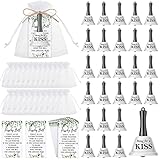 Lounsweer 60 Sets Wedding Favors for Guests Including 60 Pcs Wedding Bells 60 Pcs Greenery Kissing Bell Cards 60 Pcs Jute Ropes 60 Pcs Organza Bags for Wedding Party Reception Supplies