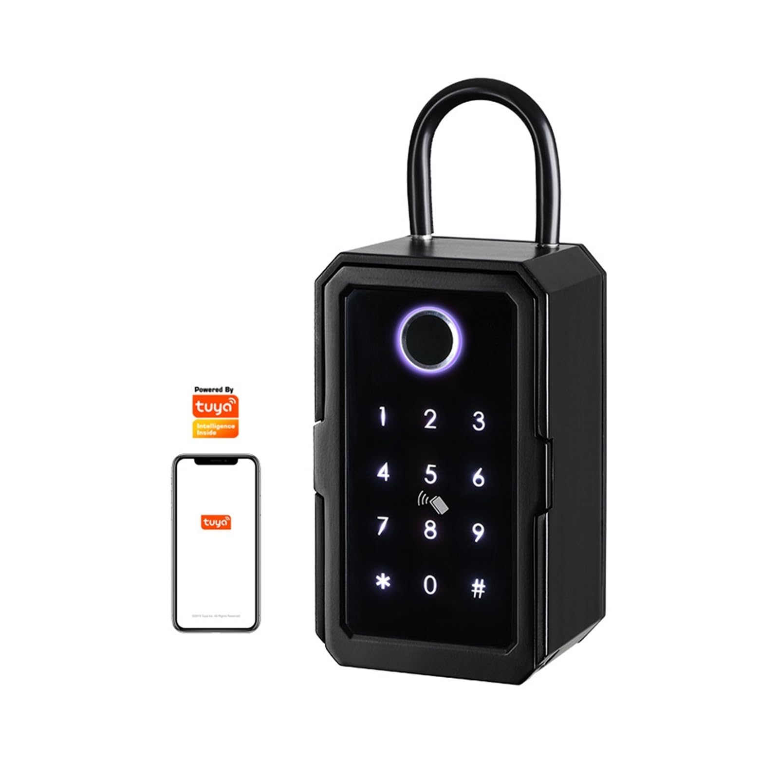 Cassaforte Piccola TTLOCK/Tuya Smart Key Lock Box for impronte digitali Casseforti IP65 Password impermeabile Controllo del telefono Chiavi for montaggio a parete Cassetta di sicurezza per casa, uffic