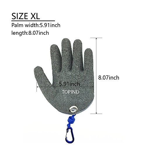 TOPIND Fishing Glove Anti-Cut Waterproof Woven Polyethylene and Latex Yarn, Magnetic Tie System - M/L/XL, Grey, L right hand - Image 2