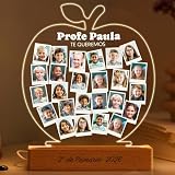 Transparent Gift Lámpara Manzanas Personalizada para Profesores. Lámpara Decorativa Escolar con Nombres de Alumnos. Regalo Original Fin de Curso. Regalos Personalizados para Profesores.