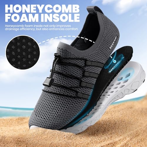 Image of SEEKWAY Mens Womens Water Shoes Quick Dry Aqua Shoes Barefoot for Beach Surf Hiking Pool Water Sports
