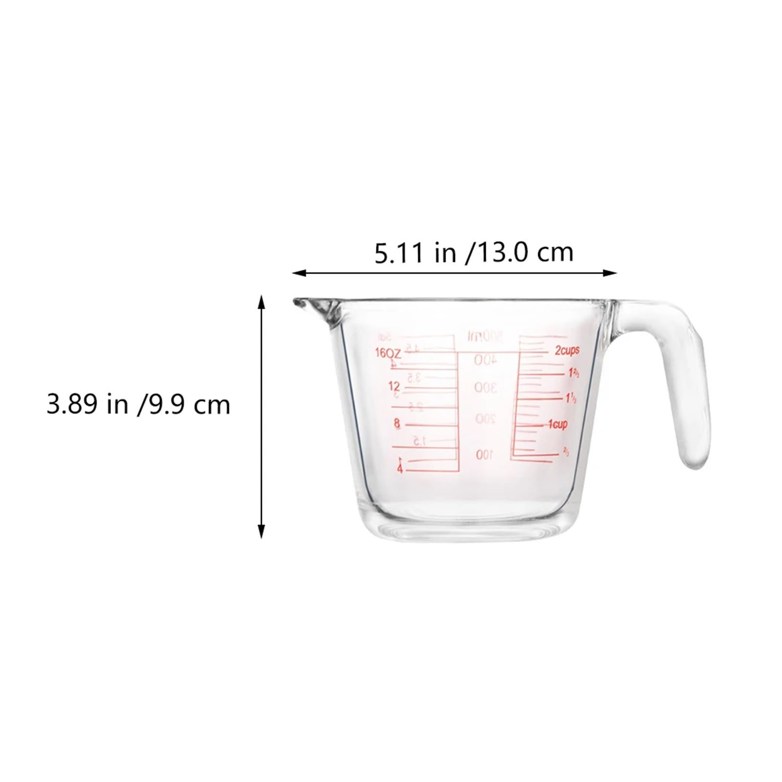 Glasmessbecher Messbecher aus Glas, 1000 ml, schwer, mit klarer Skala, for Milch, Kaffee, Saft, Essig und andere Flüssigkeiten