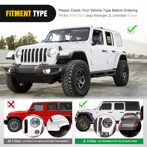 Image of Nilight Running Boards for 2018 2019 2020 2021 2022 2023 2024 2025 2026 Wrangler JL Unlimited 4 Door Dual-Stage Textured Black Powder Coated Slip-Proof Side Step Nerf Bars