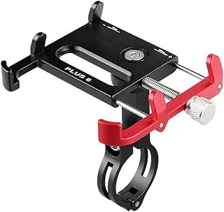 Oceanlend Soporte para teléfono móvil Plus 6 con rotación de 360 grados, antirrobo, ajuste seguro para bicicletas y motocicletas, marco de aleación de aluminio (negro y rojo)