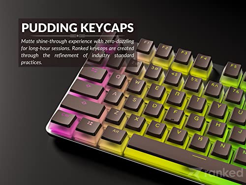 Image of Ranked Pudding PBT Keycaps | 112 Double Shot Translucent ANSI US & ISO Layout | OEM Profile for RGB Mechanical Gaming Keyboard (Coffee Quartz)