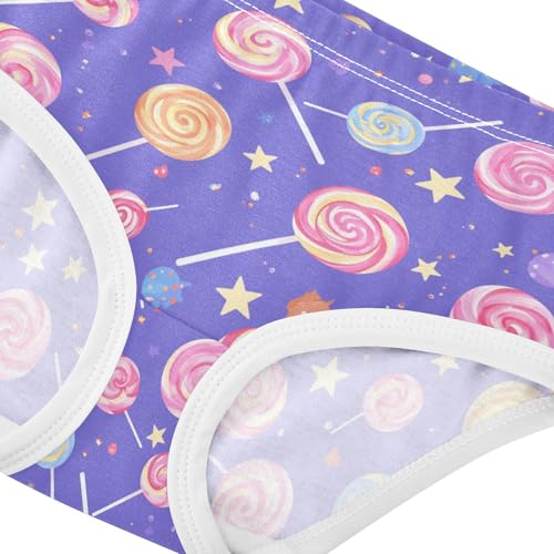 Wusikd Lollipops Girls' Underwear Cotton Stars Girls Briefs Soft Toddler Underwear 2T4