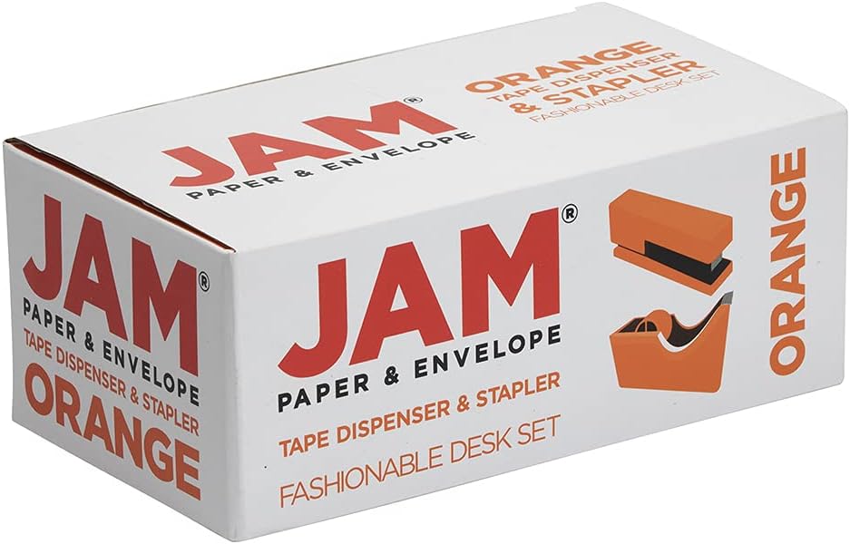 JAM PAPER Office & Desk Sets - 1 Stapler & 1 Tape Dispenser - Orange - 2/Pack Combo Set Orange image 5 of 5 B018ILPB6K