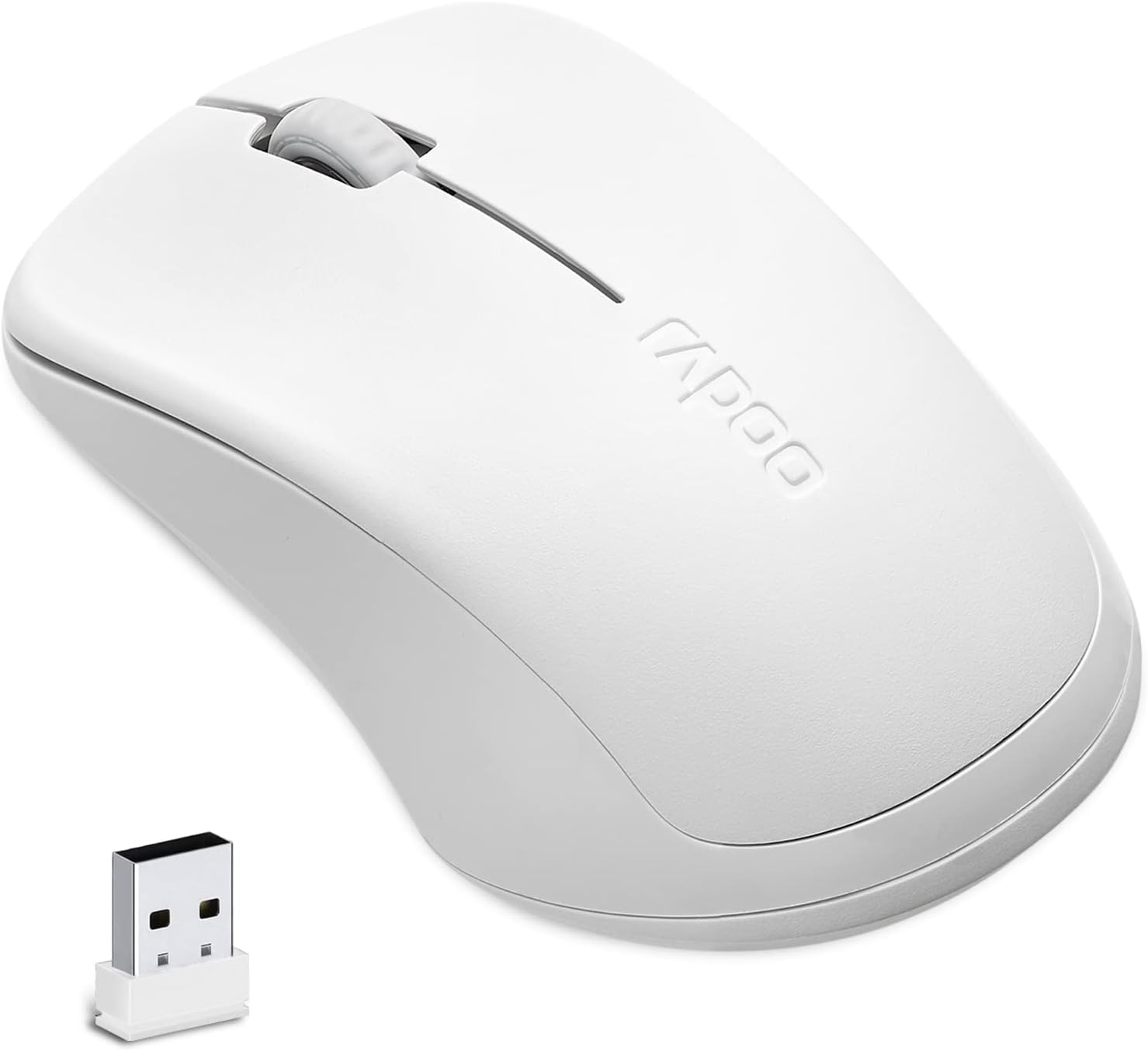 1680 Silent Wireless Mouse, 2.4GHz Cordless with USB Receiver, 1K DPI, 3 Buttons Computer Mouse with 12M Battery Life, Ambidextrous Computer Mice for PC/Tablet/Laptop, White