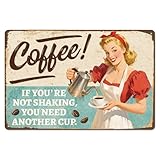 Contenu du colis:Vous recevrez 1 plaque métallique représentant une femme qui aime le café, mesurant 7.9x11.8 pouce (20x30cm ), 0.22cm d'épaisseur, avec un design exquis qui transforme sans effort n'importe quel espace. C'est un choix idéal pour la décoration de la maison et un excellent cadeau pour les amateurs de café