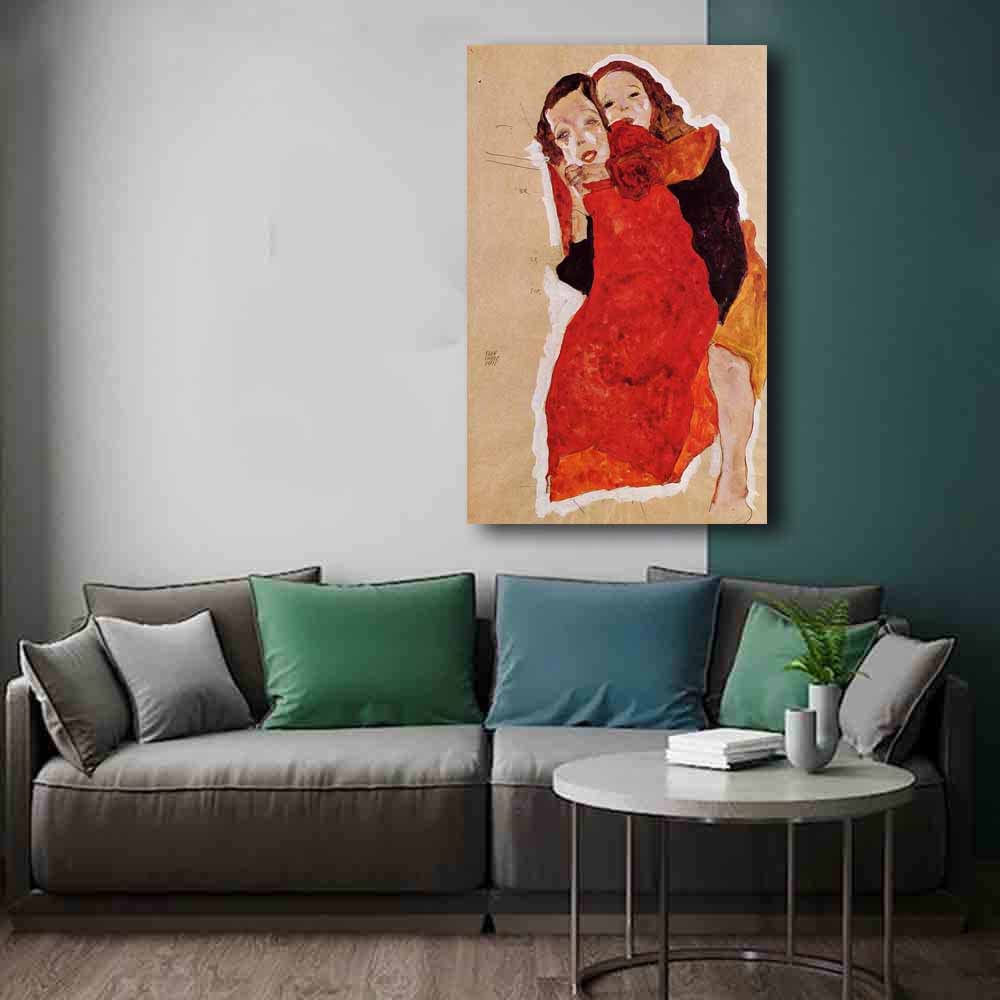 Amazon.co.jp: エゴン・シーレ-Two Girls キャンバス絵画 インテリア