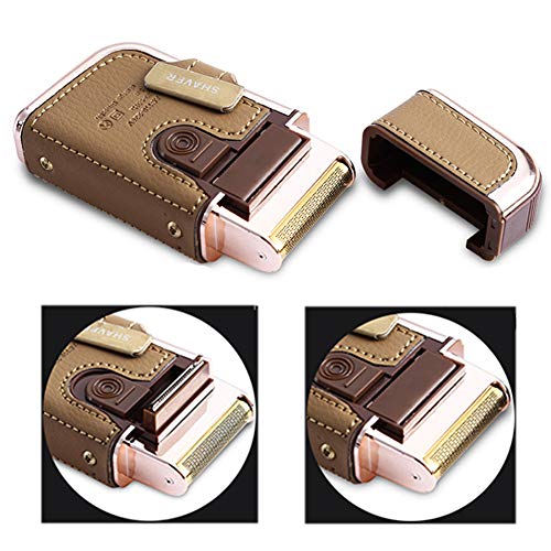 Herren Elektrorasierer Vintage Leder Rasiermesser wiederaufladbare Reise Bartschneider tragbares Rasiermesser