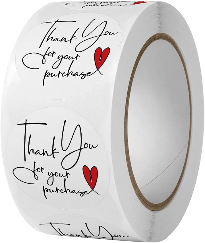 500pcs 1 inch Thank You for Your Purchase Labels with Red Heart Small Business Retail Store Envelope Seals Stickers for Packing Wraps - Mysuevin (White)