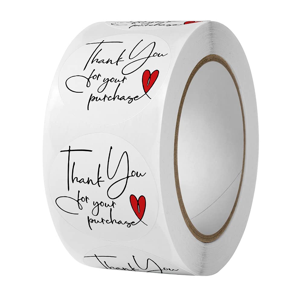 500pcs 1 inch Thank You for Your Purchase Labels with Red Heart Small Business Retail Store Envelope Seals Stickers for Packing Wraps - Mysuevin (