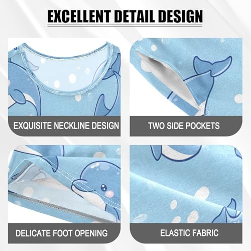 senya Short Sleeve Pajamas Sets Summer Cotton Sleepwear Cute Blue Dolphin4