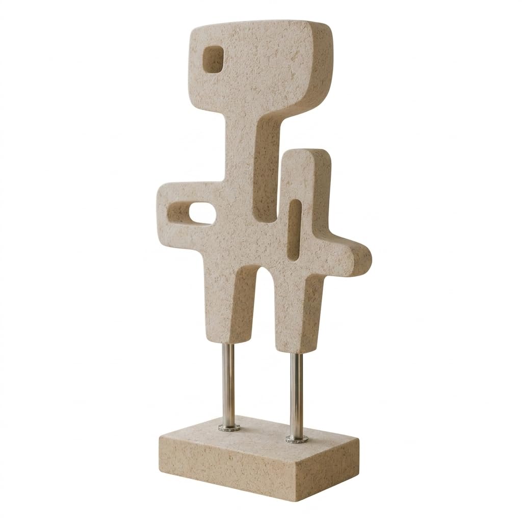 Maison & Werk Kalkstein Skulptur (22 × 43 × 10 cm) – Exklusives Dekoobjekt, Moderne abstrakte Marmor Design Figur für Fensterbank Deko, Wohnzimmer Modern & Deko Wohnzimmer