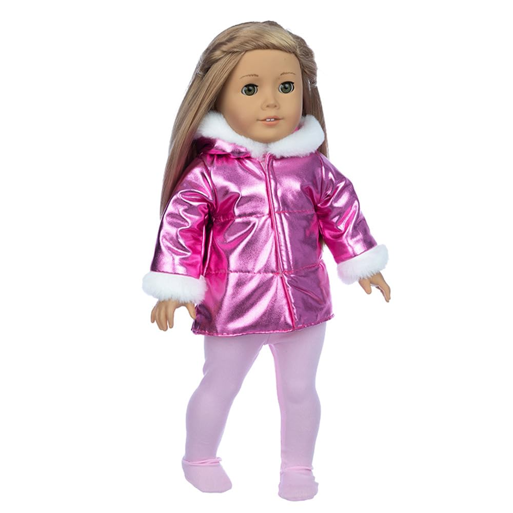 NIXNUT Doll Clothes Dress Winter Long Coat Overcoat Pantyhose Pants for American Girl Doll 18-inch