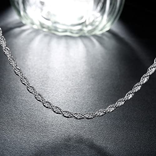 Collier de chaîne de corde torsadé 3 mm homme argent 925