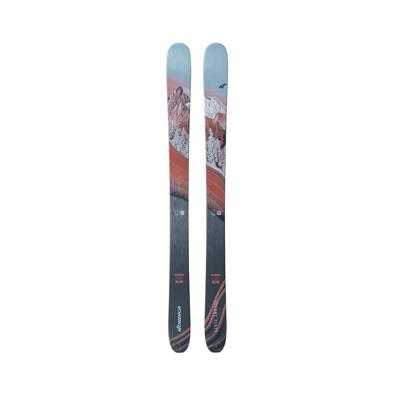 NORDICA Women's Santa Ana 102 Lightweight Maneuverable Flexible All-Mountain Terrain Skis Without Bindings | Winter Sports, Blue/Rust, 155