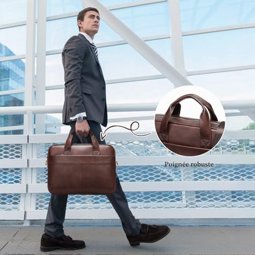 Mallette homme en cuir pour transporter votre ordinateur 14" sans risque