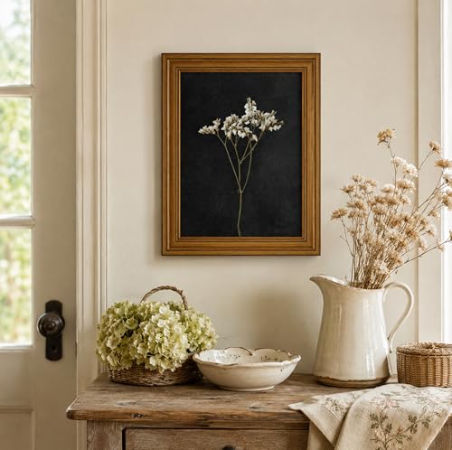 Image of NALEPS Dark Dried Floral Framed Wall Art, Moody Flower Wall Decor, 12x16 In
