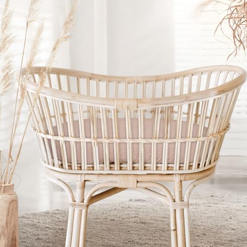 Image of lulumoon Muslin Bassinet Sheets Baby: Cotton Bassinet Sheets Fitted for Boys and Girls - Bassinet Mattress Sheets for Oval Rectangle or Hourglass