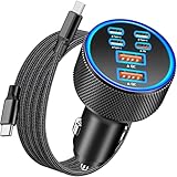 [Apple MFi Certified] iPhone 17 Car Charger, KYOHAYA 6-Port 120W USB-C&USB-A Power Cigarette Lighter Fast Charging PD/QC USB-C Car Charger + Type-C Braided Cord for iPhone 17/17 Pro/16/15/Galaxy/Pixel