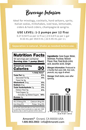 image for Amoretti - Pear Ginger Beverage Infusion, 94 Servings Per Bottle (750 