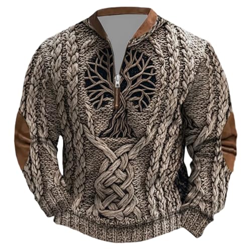 Camisola nórdica viking de malha de lã para homem streetwear moda homem jersey respirável conforto quente elegante escandinavo roupa inverno para diário nórdico Cosy, cinzento, XL