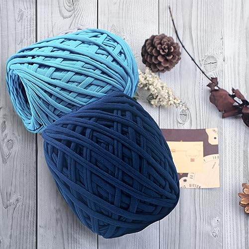 Magenta textiles | Cotton T-Shirt Yarn in Medium Weight | Bulk Pack with 2 XXL Rolls Ideal for Crochet, Knitting and tufting | Collection of Blue Tones with 500g Each Ball