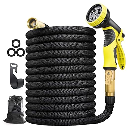 Aterod 75 feet Expandable Garden Hose, Extra Strength Fabric, Flexible Expanding Water Hose with 9 Function Spray Nozzle