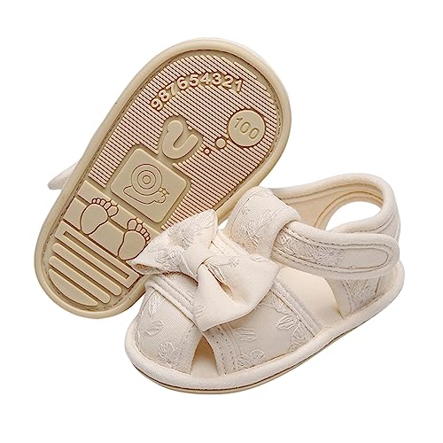 Infant Toddler Baby Girls Soft Sole Mary Jane Flats Prewalker Non-Slip Ruffle Princess Dress Newborn Crib Shoes (Beige, 12-18 Months)