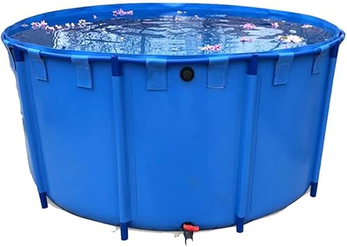 Pool Above Ground, Round Canvas Fish Pond Pool with Metal Bracket Large Fold Aquarium Children's Pool Fish Tank for Store Up Water Irrigation, Easy