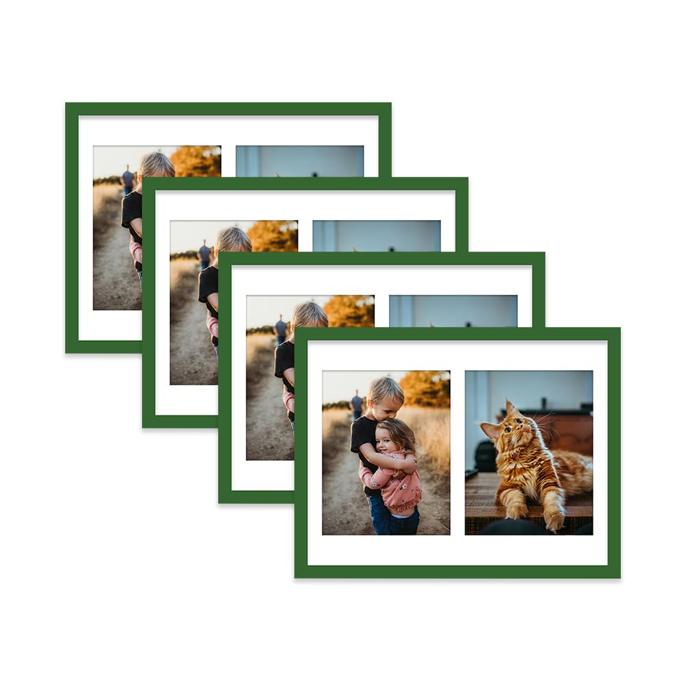 Green Multi Photo Frame - Holds 2 x 9x7 Pictures, Family Collage Picture Frame for Wall Display, 16x12 Frame size, Set of 4