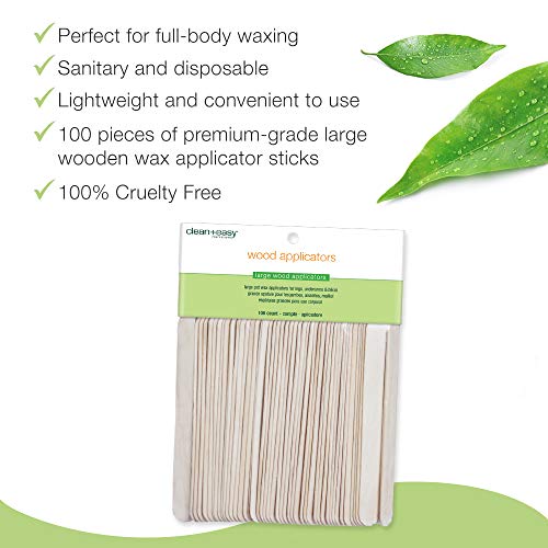 Clean + Easy Wooden Wax Applicator Sticks For The Body, Large Disposable Spatula, For Smooth And Easy Application, For Arms, Legs, Chest, And Back, For Salon And Diy Home Waxing, 100 Pcs. #TOP2