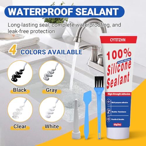 No Caulking Gun Needed – Silicone Sealant, 100% Waterproof & Flexible, High-Strength, Weather Resistant, Multipurpose for Auto/Home/Kitchen/Bath/Window – Crack Proof – 3oz (85g) by CYTITZHN - Used condition - Image 3