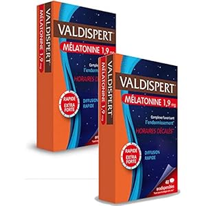 Valdispert Horaires décalés Complexe favorisant l’endormissement Mélatonine orodispersible 1,9 mg Lot de 2 Boites