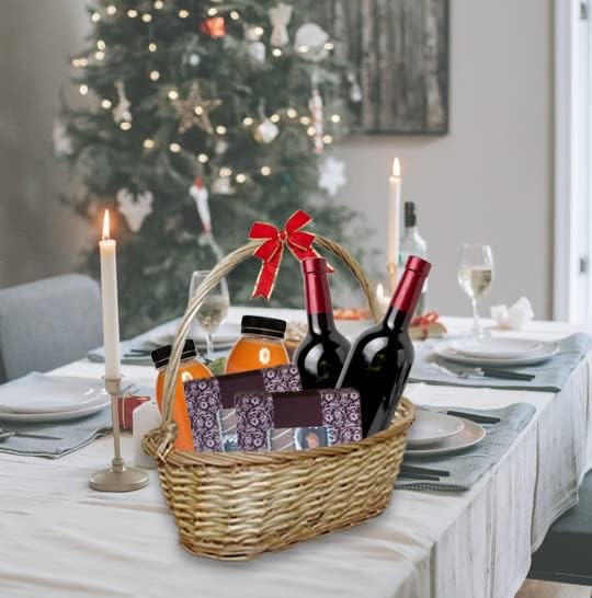 Marco Paul Natural Make Your Own Hamper Basket with Tall Handle Build Own Accessory Kits Wicker Basket Set Christmas Gifts Lightweight Versatile Storage Christmas Decorations Women Gift Hamper Basket