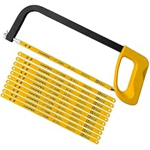 Hanpex 12in. High-Tension Hacksaw Frame with 10pcs 24TPI Extra Bi-metal Blades, Hand Saw Suitable for Metal, wood, PVC, Carpentry