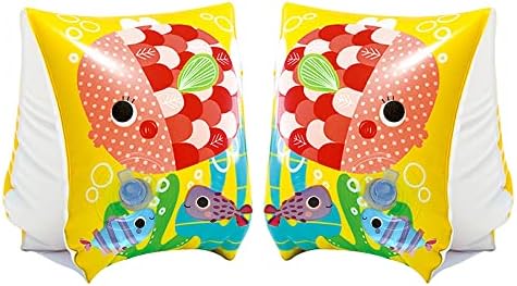 PLCatis Kids Arm Bands 3-4-5 Years Swimming Arm Floats Safe Children Armbands Have Fun in Water Yellow Sea Theme Fish Great Buoyancy 23cm*15cm Swimming Arm Floats Keep Kids Afloat in the Pool